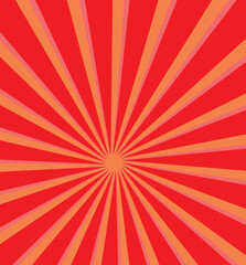 Red background with red sun rays. Abstract summer sun shine.
