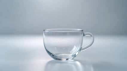 A round glass cup isolated on white background 