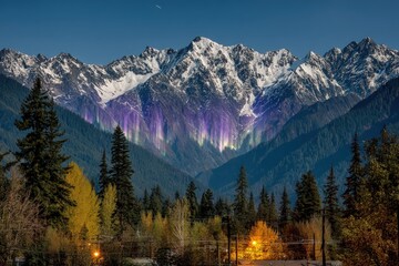 Obraz premium Aurora borealis illuminates snow-capped mountains kashmir landscape photography nighttime natural wonder