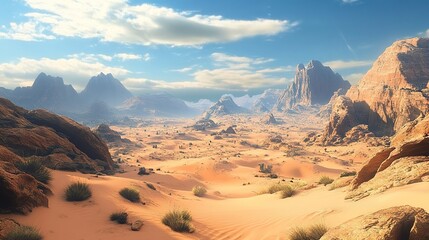  Desert wilderness. This stark landscape serves travel guides, environmental documentaries, or adventure branding.