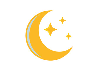 Crescent Moon with Stars in the Night Sky Vector Illustration Peaceful Lunar Landscape Scene