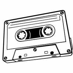 Obraz premium Cassette Tape Retro Music Illustration Vintage Audio Recording Media Icons
