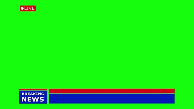 Breaking news lower third with animated, cable news lower third breaking News, animated blank news lower, Live breaking news lower third display and time boxes seamless looping 4k animation