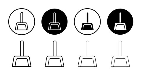 Dustpan icon Flat simple outline set