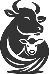 Silhouette of a cow with calf vector