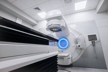 Cancer treatment in a modern private medical clinic or hospital with a linear accelerator. The...