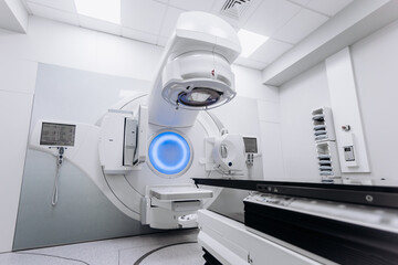 Cancer therapy, advanced medical linear accelerator in the therapeutic oncology to treat patients...