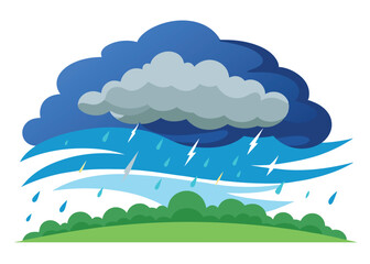 Fototapeta premium Hailstorm Sky Scene with Ice and Clouds Vector Illustration Stormy Weather Background Design