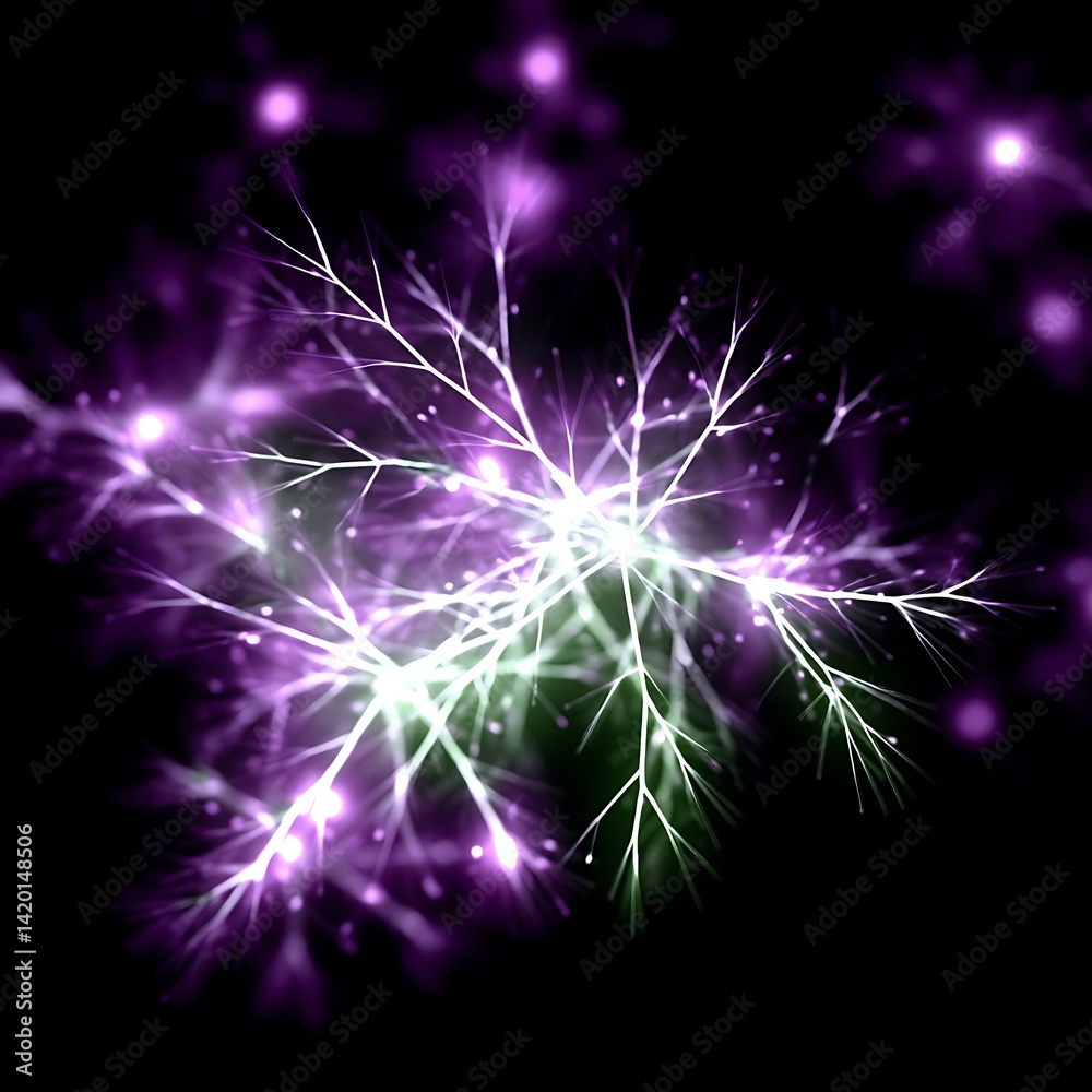 Poster fractal lightning branching outward displaying complexity and interconnectedness in a visual represe