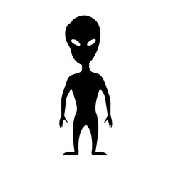 Silhouette of an alien extraterrestrial humanoid creature from outer space vector graphic art icon design