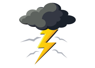 Lightning Bolt in Stormy Sky Vector Illustration Dramatic Weather Scene with Thunder and Clouds