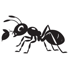 cartoon ant insect . Side view Vector Black silhouettes. with white background