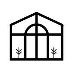 Minimalist greenhouse vector illustration for garden design and botanical architecture concept art