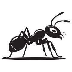 cartoon ant insect . Side view Vector Black silhouettes. with white background