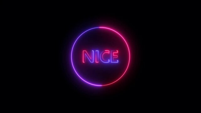 Abstract glowing text day  in circle NICE neon effect background. NICE neon lettering.