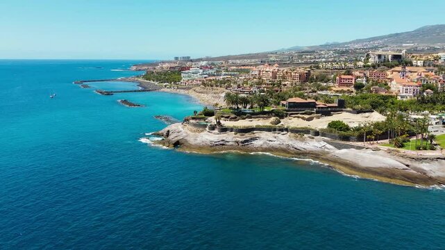 El Duque beach and coastline in Tenerife. Adeje coast Canary island, Spain