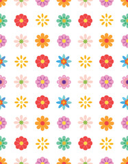 Colorful Flower Pattern with Vibrant Botanical Design Elements