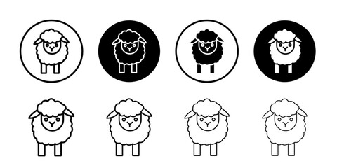 sheep icon Flat simple outline set