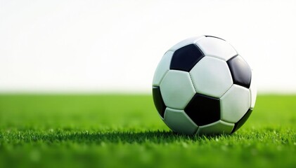 Fototapeta premium New pristine football against pure white backdrop , athletic, leather