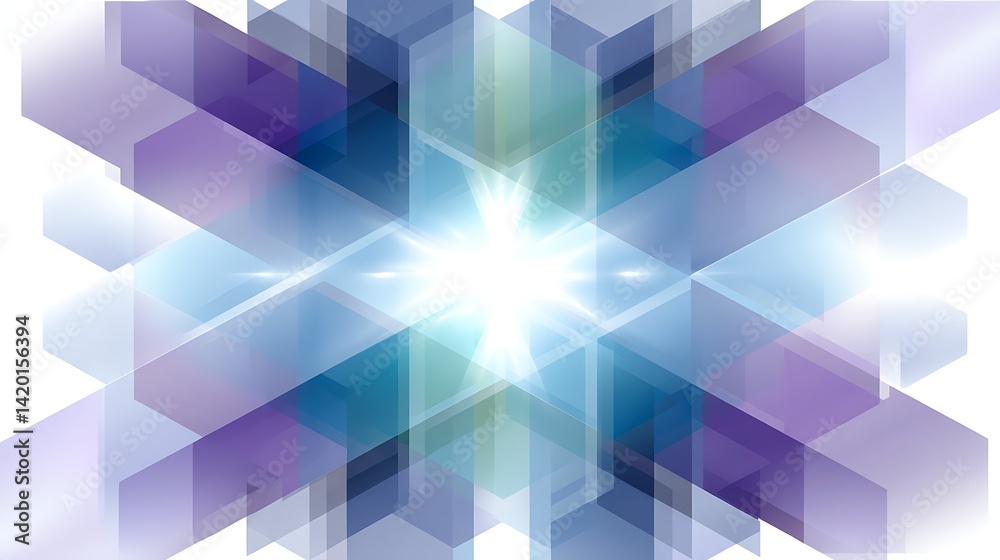 Poster geometric abstract background with hexagonal gradient pattern and bright center light display.