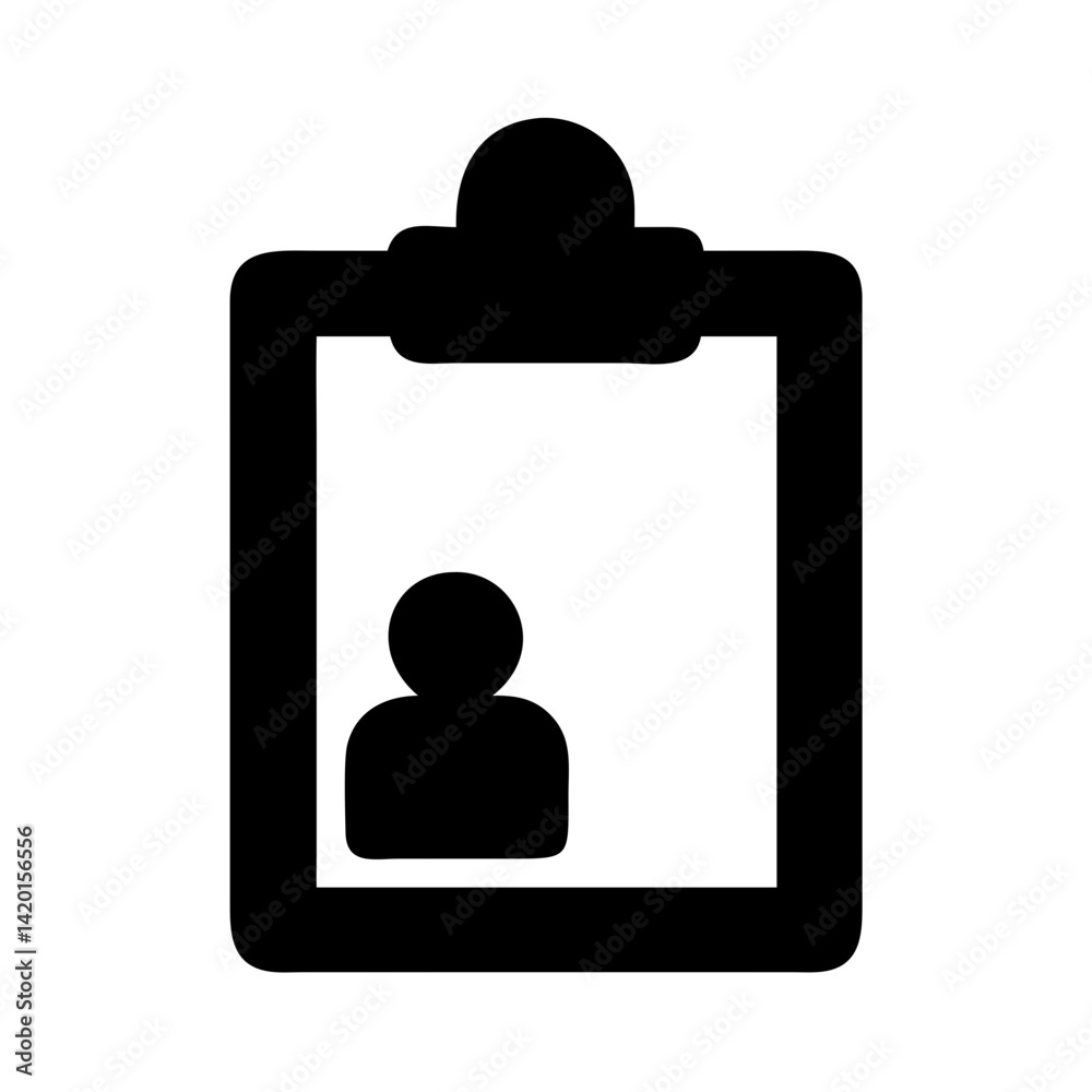 Poster clipboard user profile icon vector illustration document list report task management symbol checklis