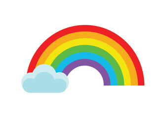 Rainbow in the Sky Vector Illustration Bright Colors and Clouds in a Beautiful Weather Scene