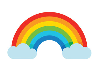 Rainbow in the Sky Vector Illustration Bright Colors and Clouds in a Beautiful Weather Scene