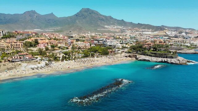 El Duque beach and coastline in Tenerife. Adeje coast Canary island, Spain