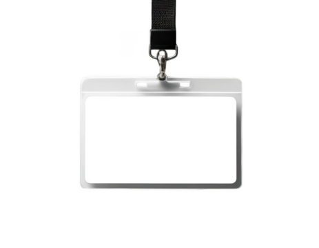 Simple ID Card: A blank identity card with a clear plastic holder hangs suspended, ready to be personalized. A symbol of access, belonging, and security.