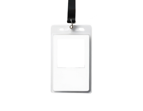 Blank Identity Badge: An identity badge ready for personalization, perfectly presented for corporate branding or employee identification in a professional setting.