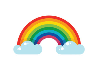 Rainbow in the Sky Vector Illustration Bright Colors and Clouds in a Beautiful Weather Scene