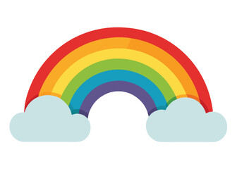 Rainbow in the Sky Vector Illustration Bright Colors and Clouds in a Beautiful Weather Scene
