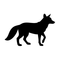 Black fox silhouette vector graphic, wildlife animal illustration, canine predator design element, art