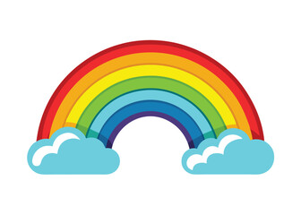 Rainbow in the Sky Vector Illustration Bright Colors and Clouds in a Beautiful Weather Scene