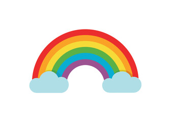 Rainbow in the Sky Vector Illustration Bright Colors and Clouds in a Beautiful Weather Scene