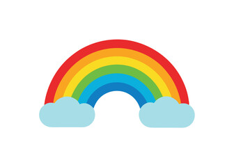 Rainbow in the Sky Vector Illustration Bright Colors and Clouds in a Beautiful Weather Scene