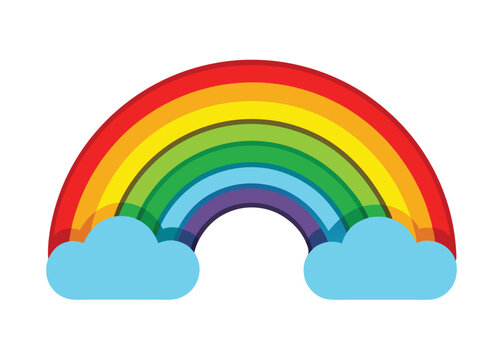 Rainbow in the Sky Vector Illustration Bright Colors and Clouds in a Beautiful Weather Scene