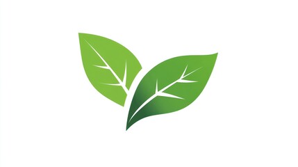Fototapeta premium Green leaves icon on white. Symbol of nature, ecology, environment, sustainability. For organic business
