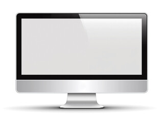 Fototapeta premium Sleek modern computer monitor mockup featuring minimalist design with silver frame and clear bright display