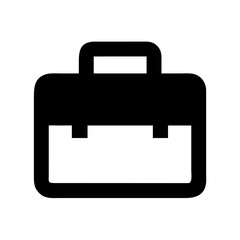 Black briefcase vector, business portfolio, office bag, professional case, work document container icon