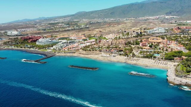 El Duque beach and coastline in Tenerife. Adeje coast Canary island, Spain