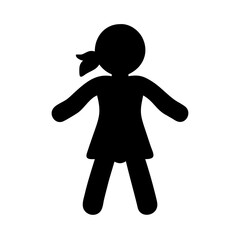 Silhouette of a girl child female young woman standing person kid with ponytail vector icon