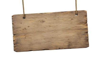 Rustic wooden sign hanging with rope mockup template for message board and advertisement design element