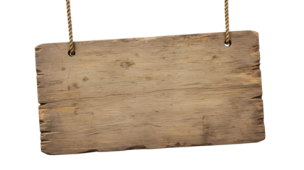 Rustic wooden sign hanging with rope mockup template for message board and advertisement design element