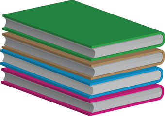 A stack of colorful books, perfect for reading and learning. A collection of literature, bound together for knowledge and education