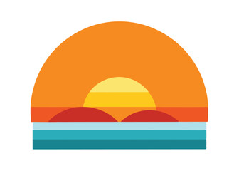 Sunrise Over Horizon Vector Illustration Warm Colors and Peaceful Morning Sky Landscape Scene