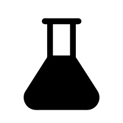 Illustration of black laboratory flask for science experiment chemical reaction research and study tool