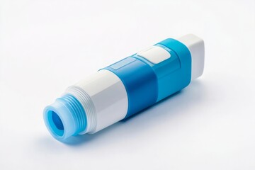 Blue and White Metered Dose Inhaler Medical Device for Health Use