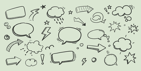 Line frame text speech bubble set. Line balloon frame design talk speech bubble frame.