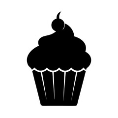Black cupcake vector illustration dessert sweet food bakery cake design delicious gourmet treat pastry icon